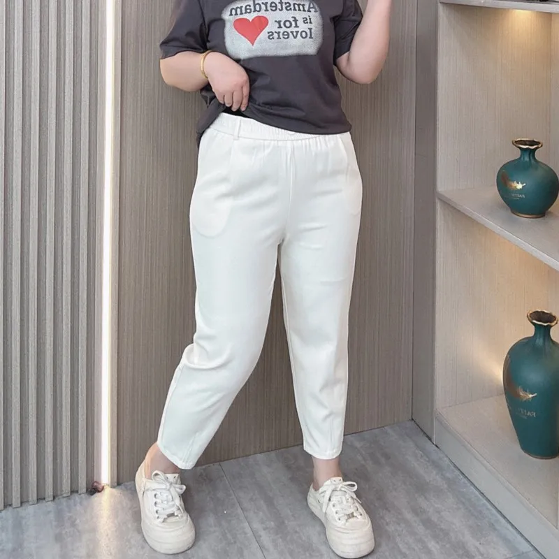 Casual Ankle-Length Pants Women Summer Thin New Plus Size Elastic High Waist Thin Harem Pants