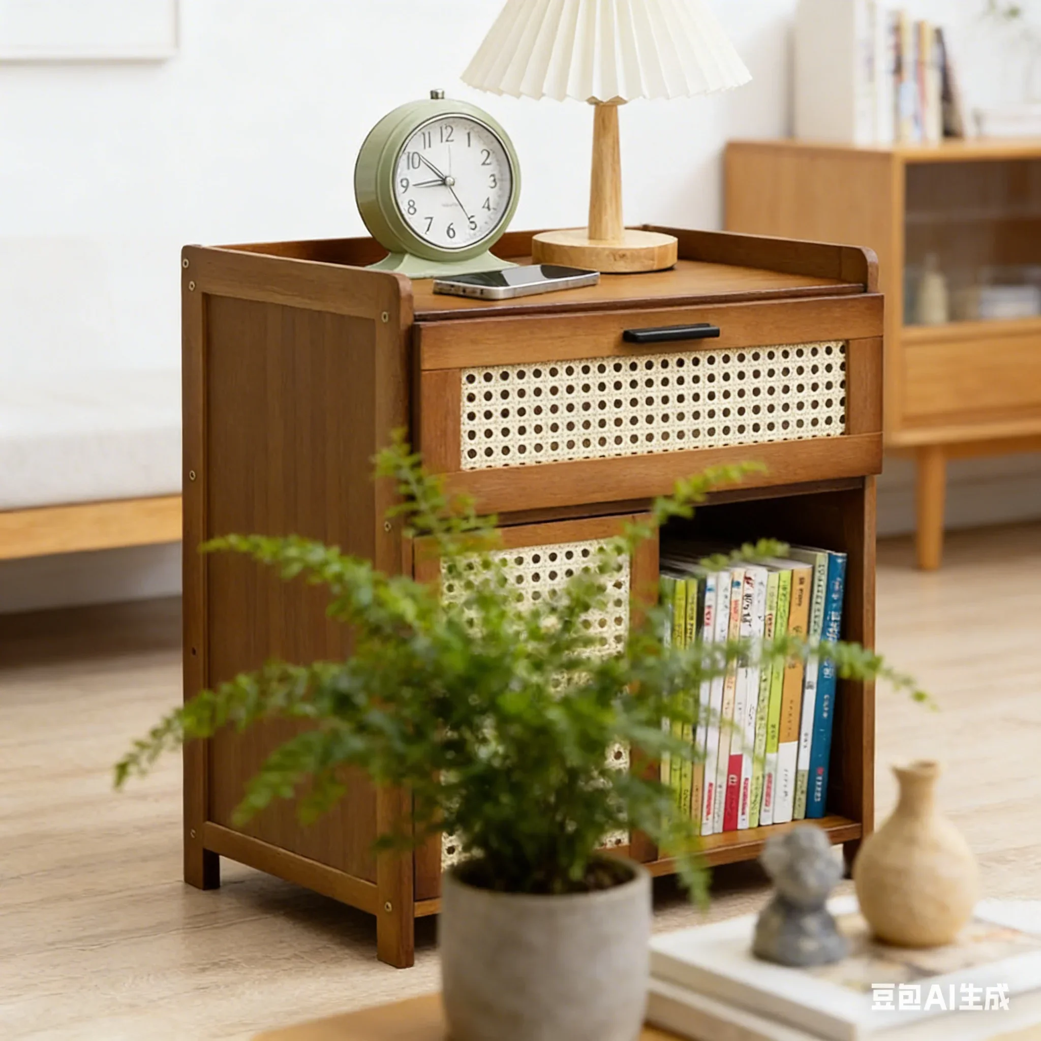 AOLIVIYA Bedroom Simple Drawer Storage Nightstand With Snack Cabinet Box For Home Living Room Bedside Minimalist Furniture B9325