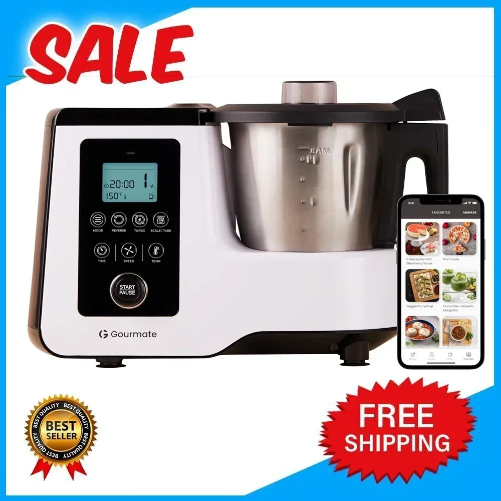 

Gourmate Smart All-in-1 Multi-Cooker, 10+ Cooking Functions, Built-in Scale, Guided Recipes, Steam, Cook, Knead, Bluetooth App