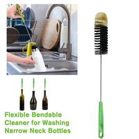 Natural Boar Bristle Bottle Cleaning Brush Long Handle For Wine Bottles,Thermos,Narrow Mouthed Container Kitchen Cleaning Tool
