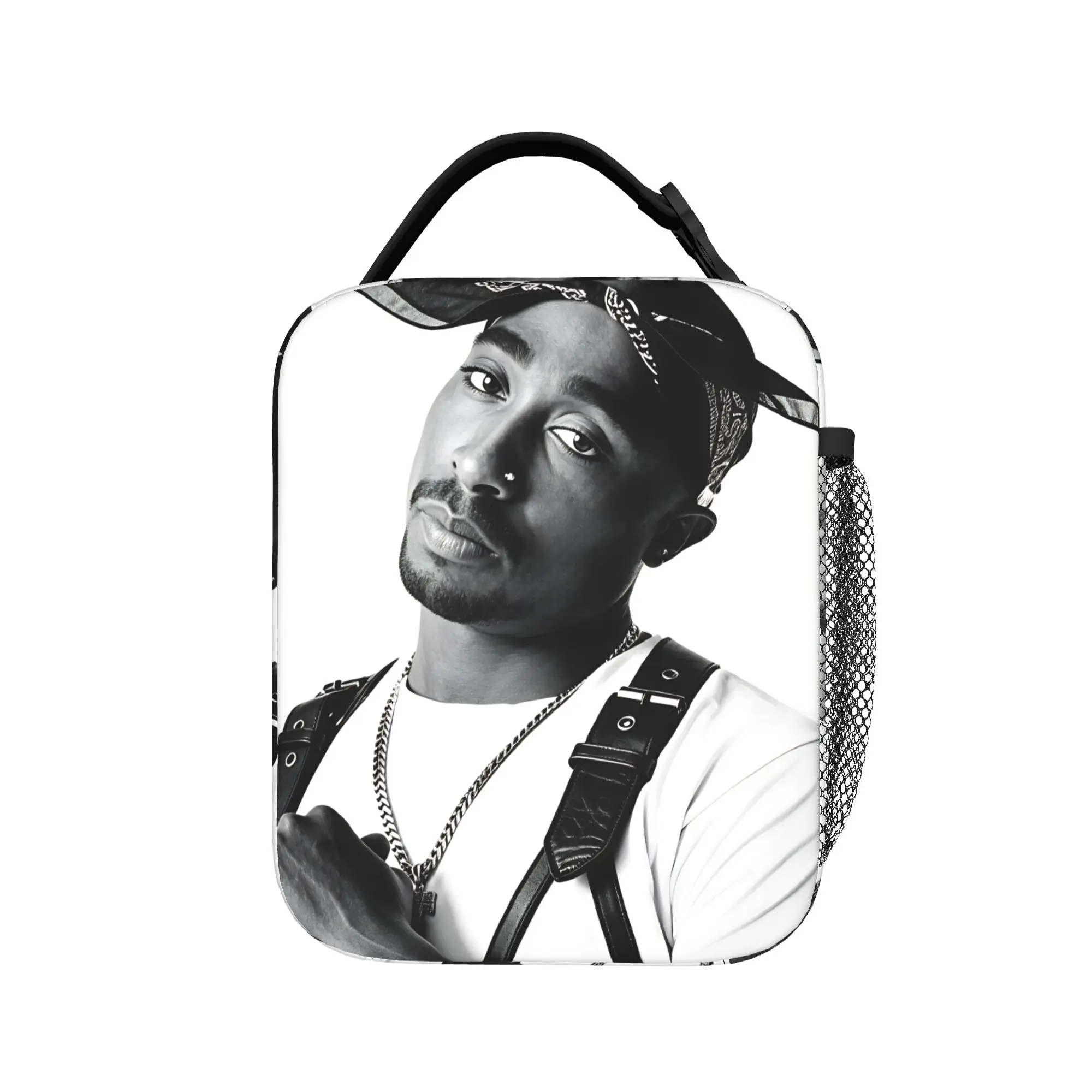 Rapper Tupacs Lunch Bag  School Lunch Box For Unisex Fun Custom Thermal Tote Handbags Oxford Portable Cooler Bag