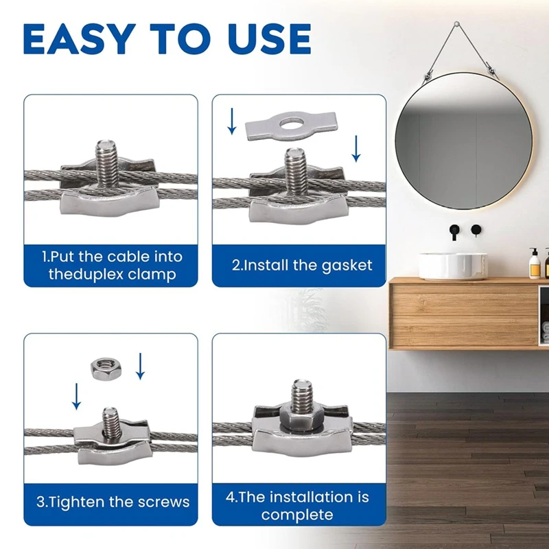 PORK-20PCS 1/8 นิ้ว M3 สแตนเลสสตีลเชือกสายคลิป CLAMP, m3 Simplex SINGLE Bolt ลวดเชือกคลิปสําหรับ 1/8In ลวดเชือก