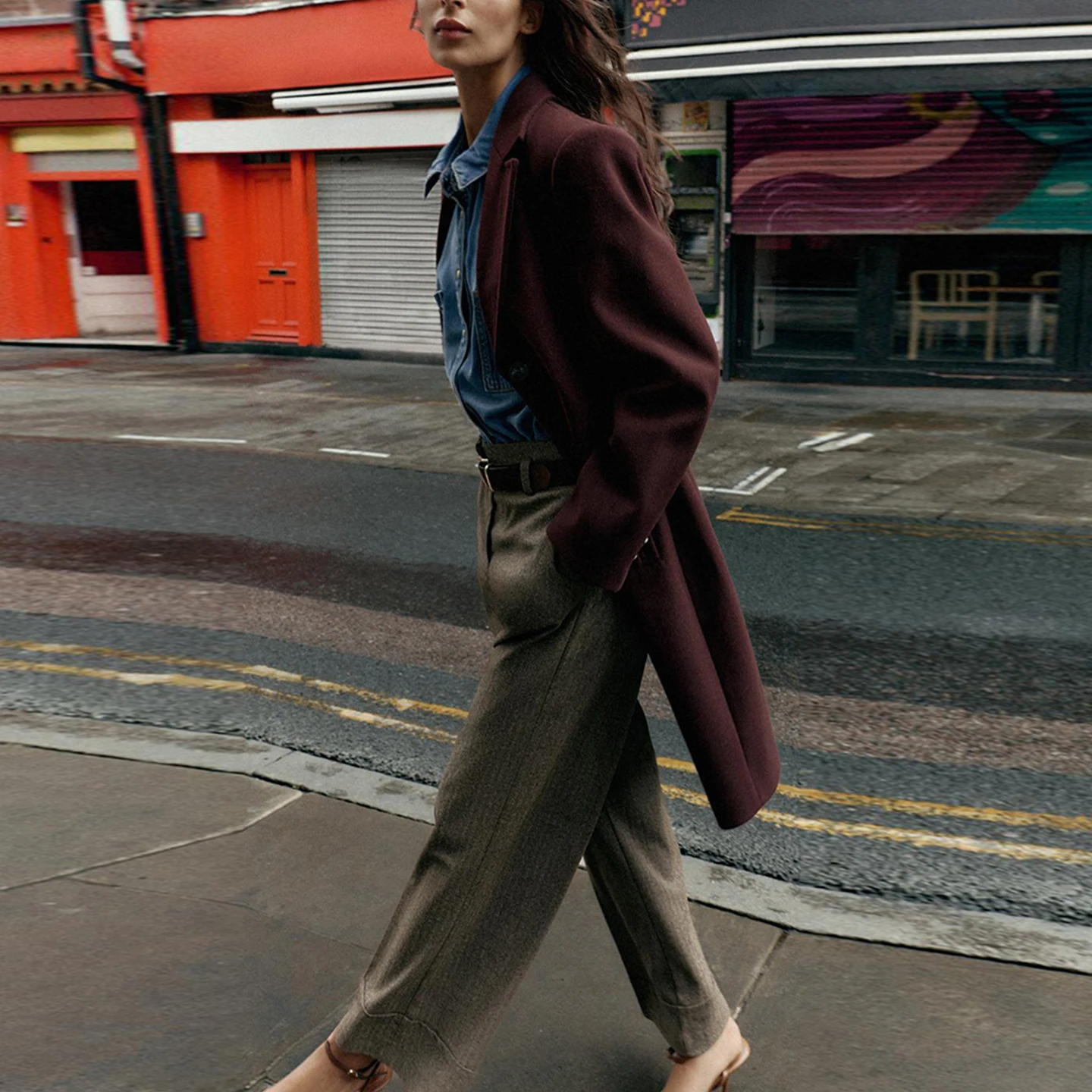 Faionable Women's Pants with Belt High Waist Straight Leg Long Trousers Autumn 2025 New Arrival Criss-Cross Diagonal Pattern