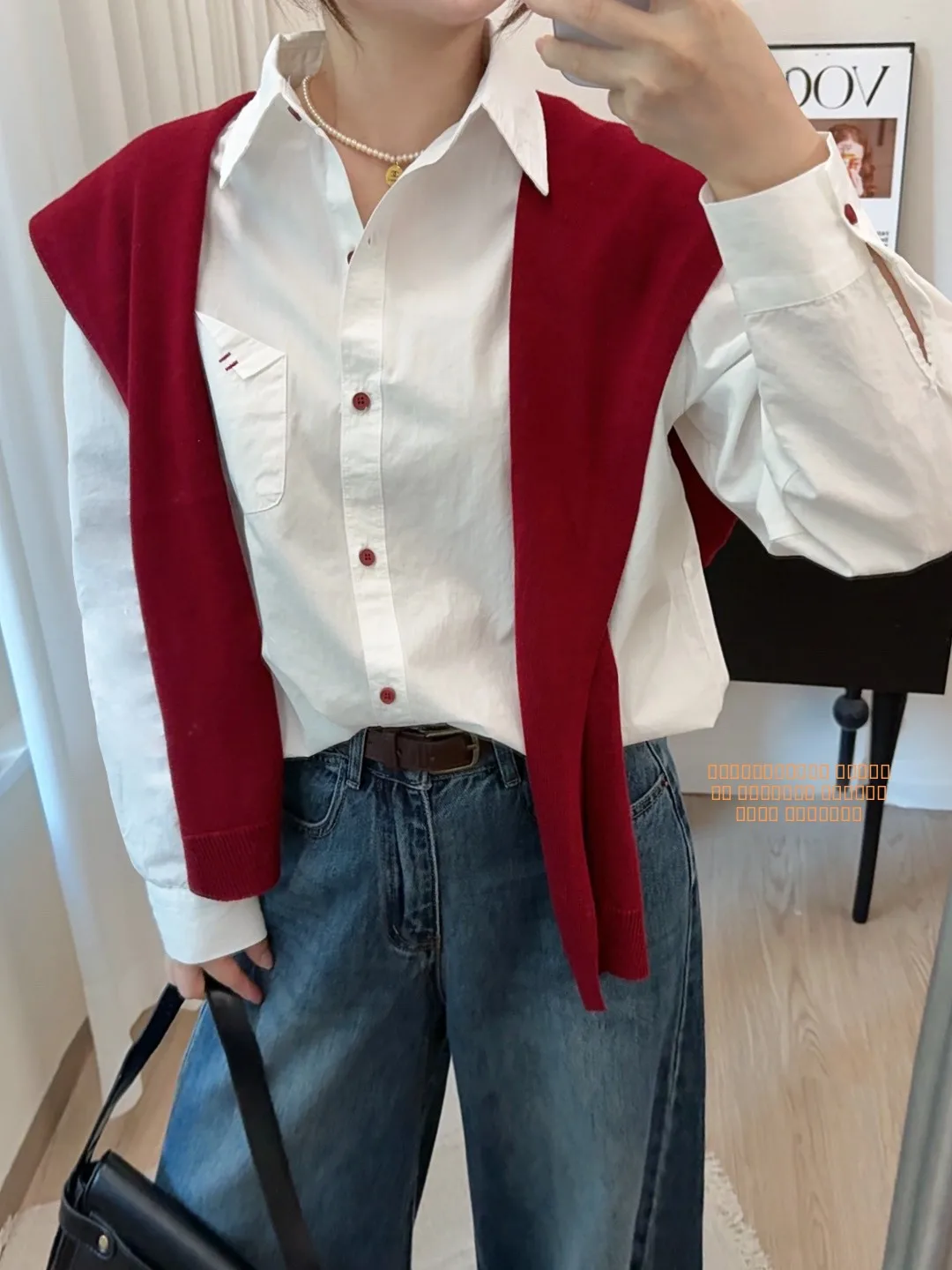 

Ele American Vintage Long Sve irt Women's Loose Fit Faion Design Korean Sle Autumn Collection Breathable Casual ...