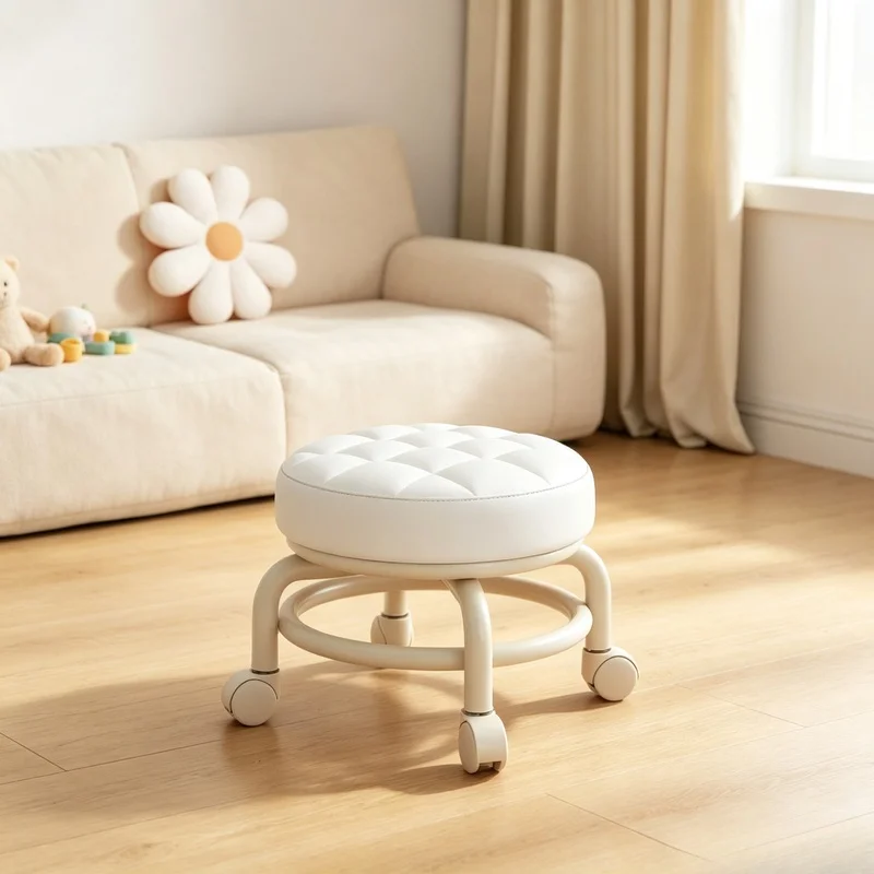 ound Low Rolling Stool with Universal Casters, 360° Rotatable Mobile Seat for Kids Shoe‑Changing & Home Use
