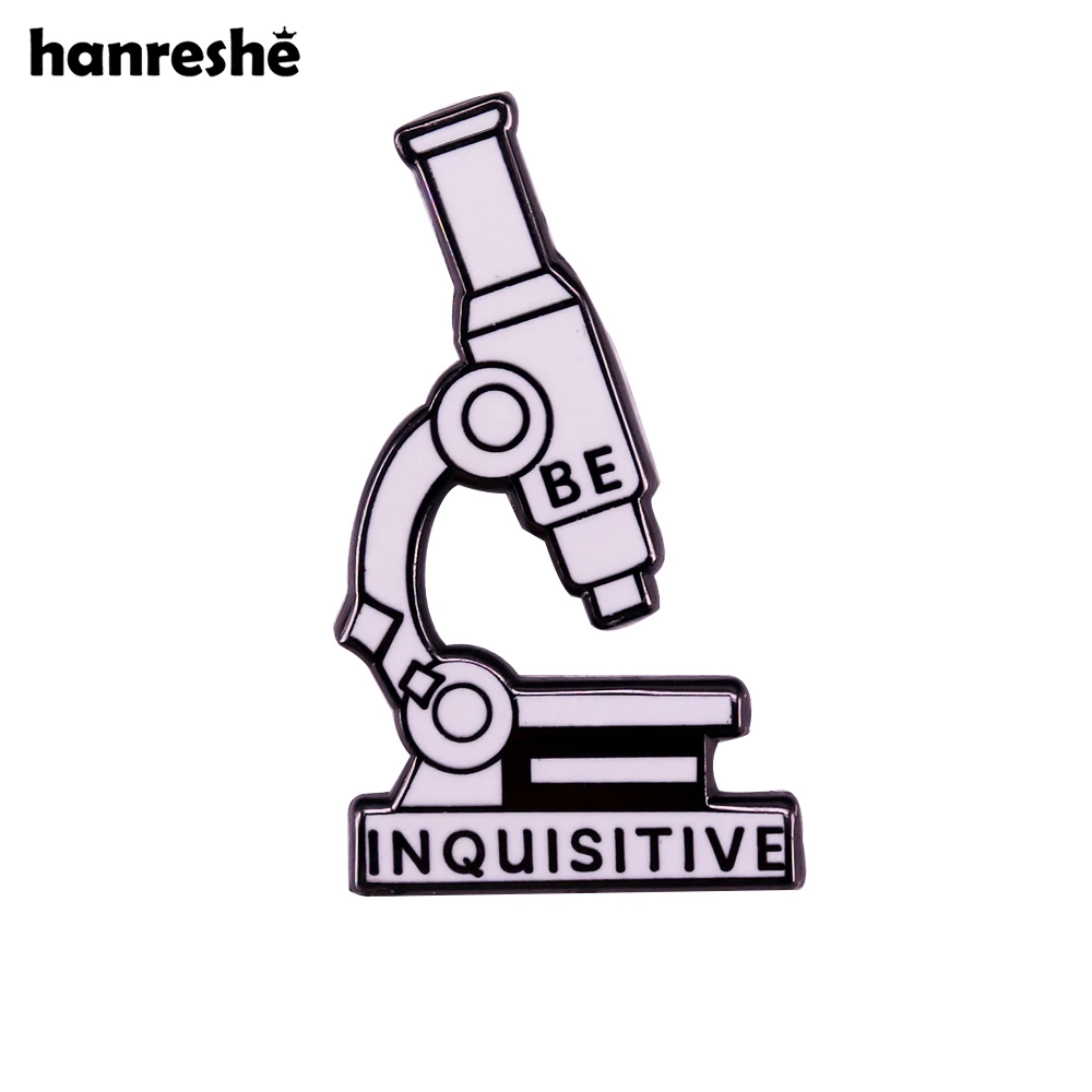 Hanreshe Inquisitive Lab Microscope Enamel Brooch Pin Science Medical Biology Theme Jewelry Backpack Lapel Badge for Student