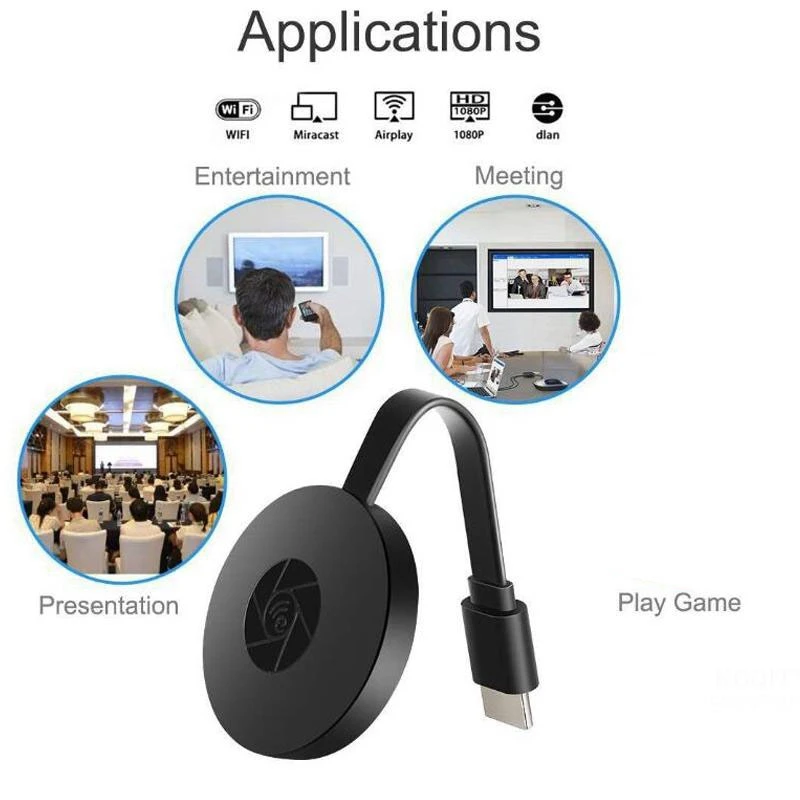 BABQ HDMI محول العرض اللاسلكي شاشة الهاتف المحمول النسخ المتطابق من الهاتف إلى شاشة كبيرة لـ Chrome Google Home Black