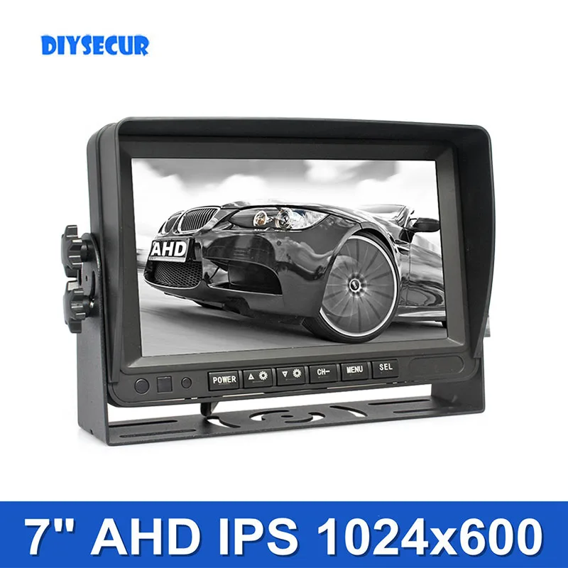 

DIYSECUR 7inch AHD IPS Car Monitor Rear View Monitor Support 1080P AHD Camera with 2 x 4PIN Video Input 12V-24V DC