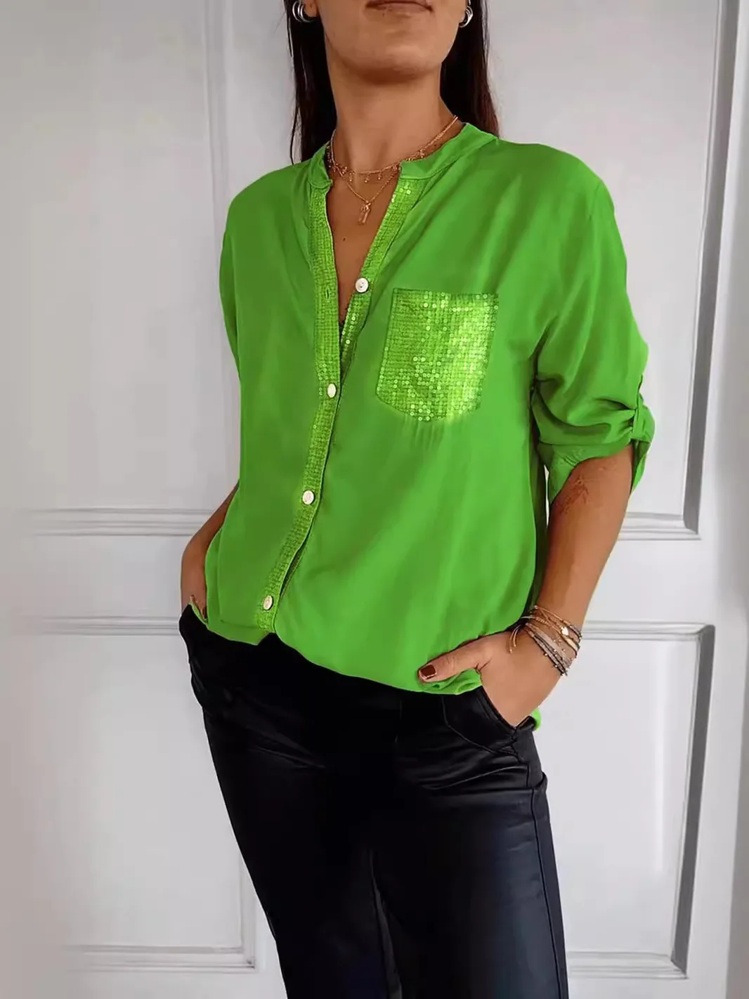 

Faionable round Ne Pure Color ket irt Women's Premium Quali Polyester Casual Commute Sle Loose Fit Summer irt