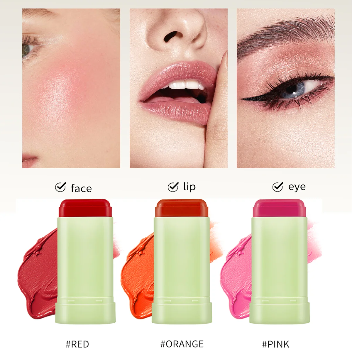 Multi-function Blush Stick Makeup Blusher Face Rouge Natural Lasting High Rendering Brightening Skin Tone Multi-Use Waterproof