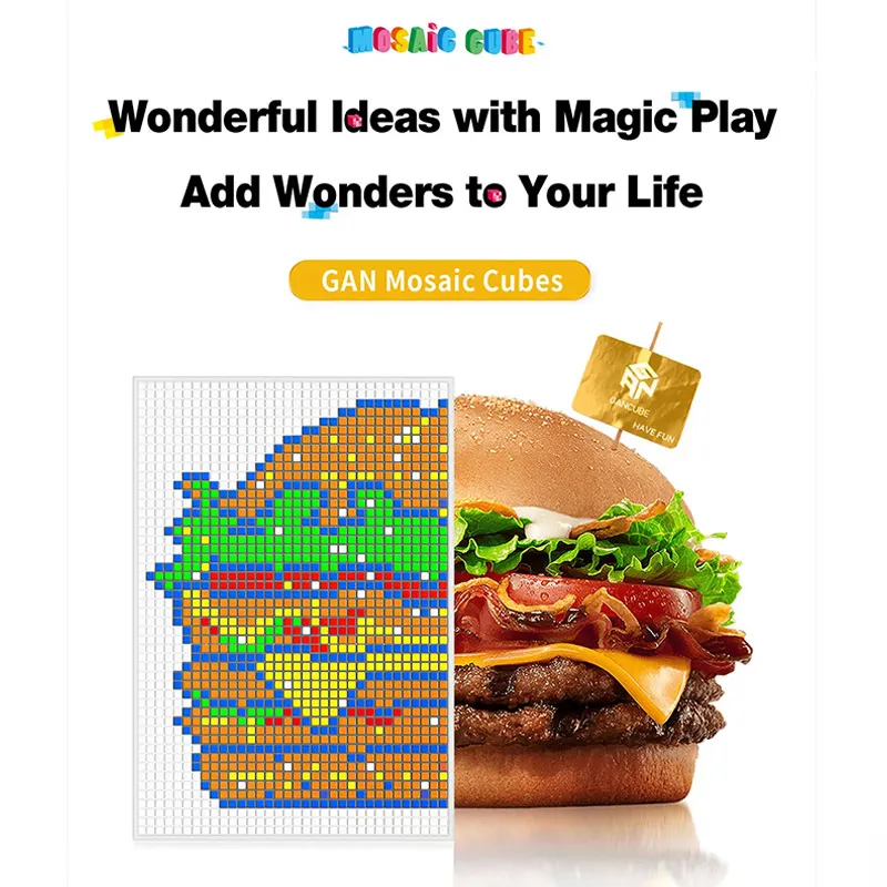 [CubeFun] Gan mosaïque Cubes 10 bricolage Puzzle Cube magique magnétique 10x10 Cube créatif mosaïque peintures décoratives jouets pour enfants