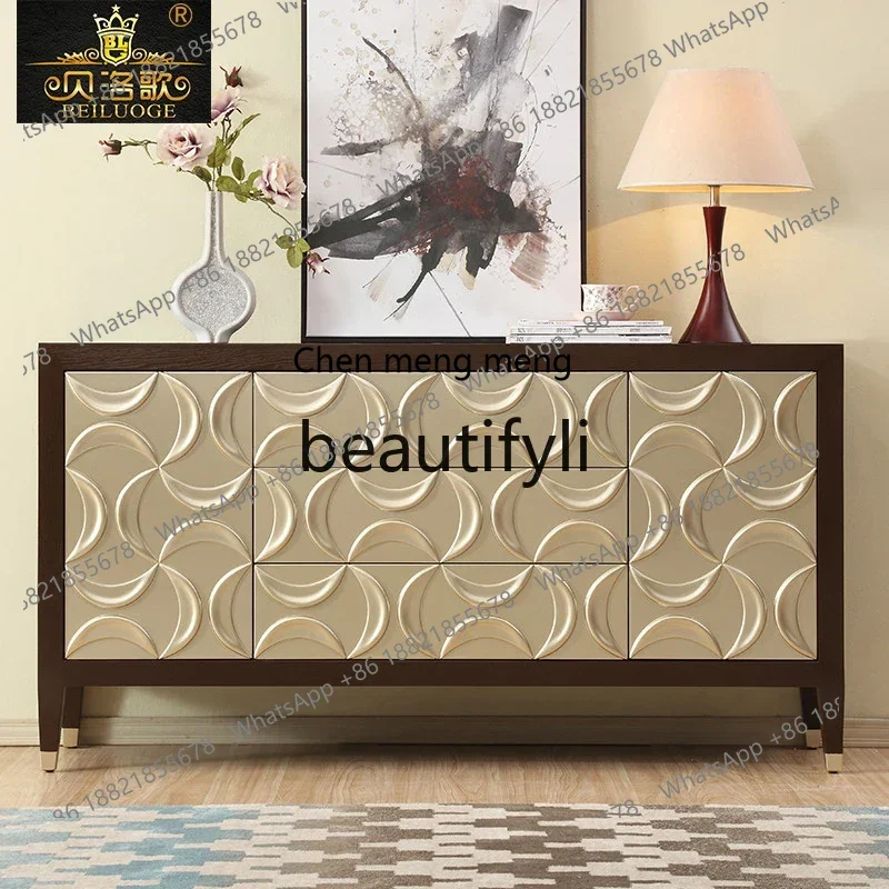 M178 American kitchen solid wood three-dimensional carving decoration neoclassical cupboard, European entrance cabinet customiza