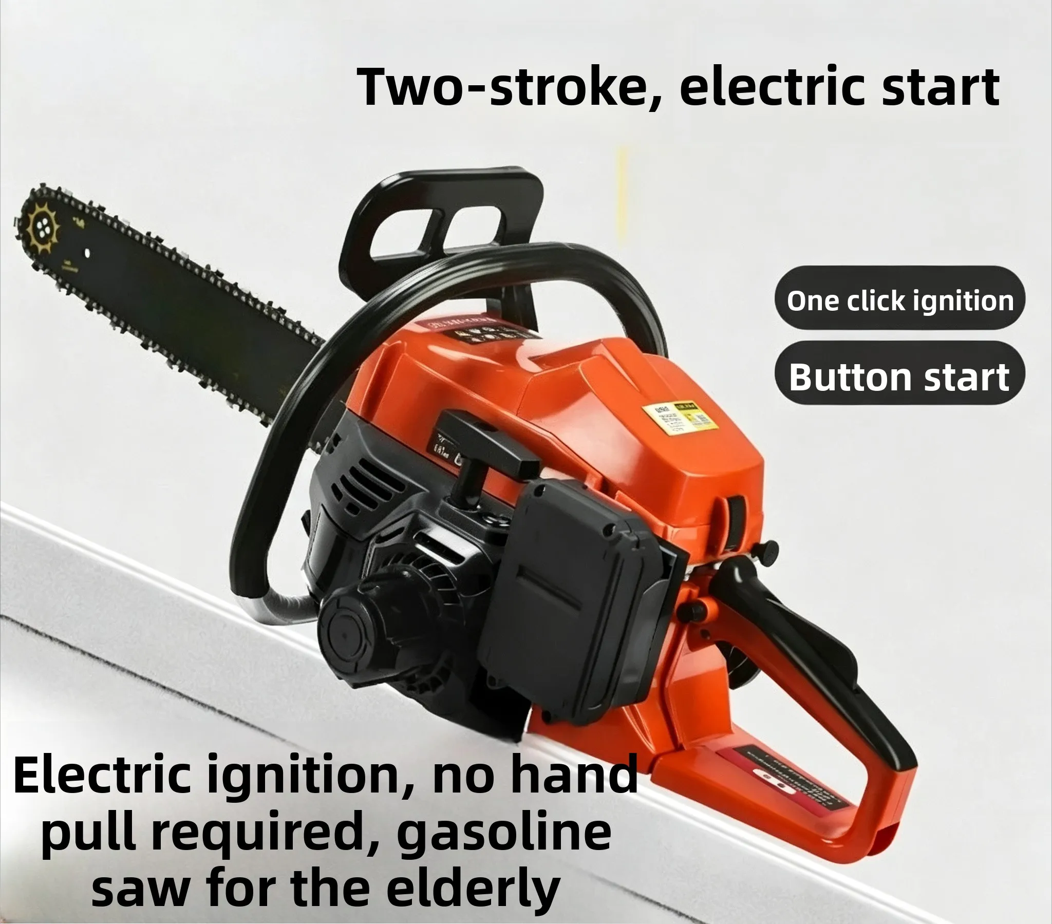 Four‑Stroke Electric Start Chainsaw, Electronic Ignition High Power Gas Chain Saw for Wood Cutting Logging & Firewood Cutting