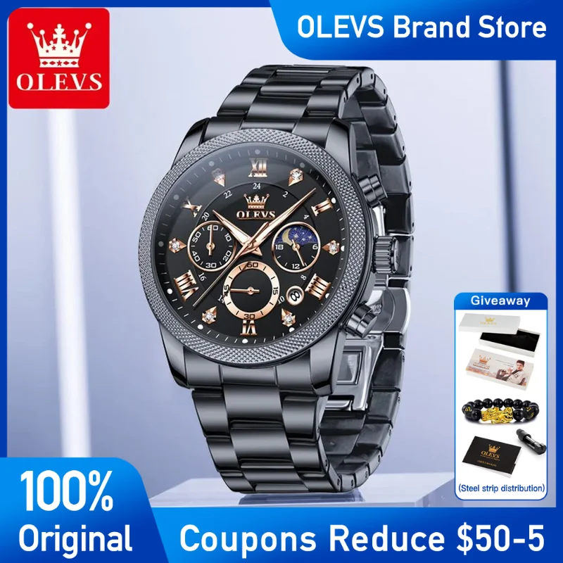 

OLEVS 3660, мужские часы, модные брендовые кварцевые часы из нержавеющей стали, водонепроницаемые, со светящимся календарем, мужские наручные часы высокого класса Reloj