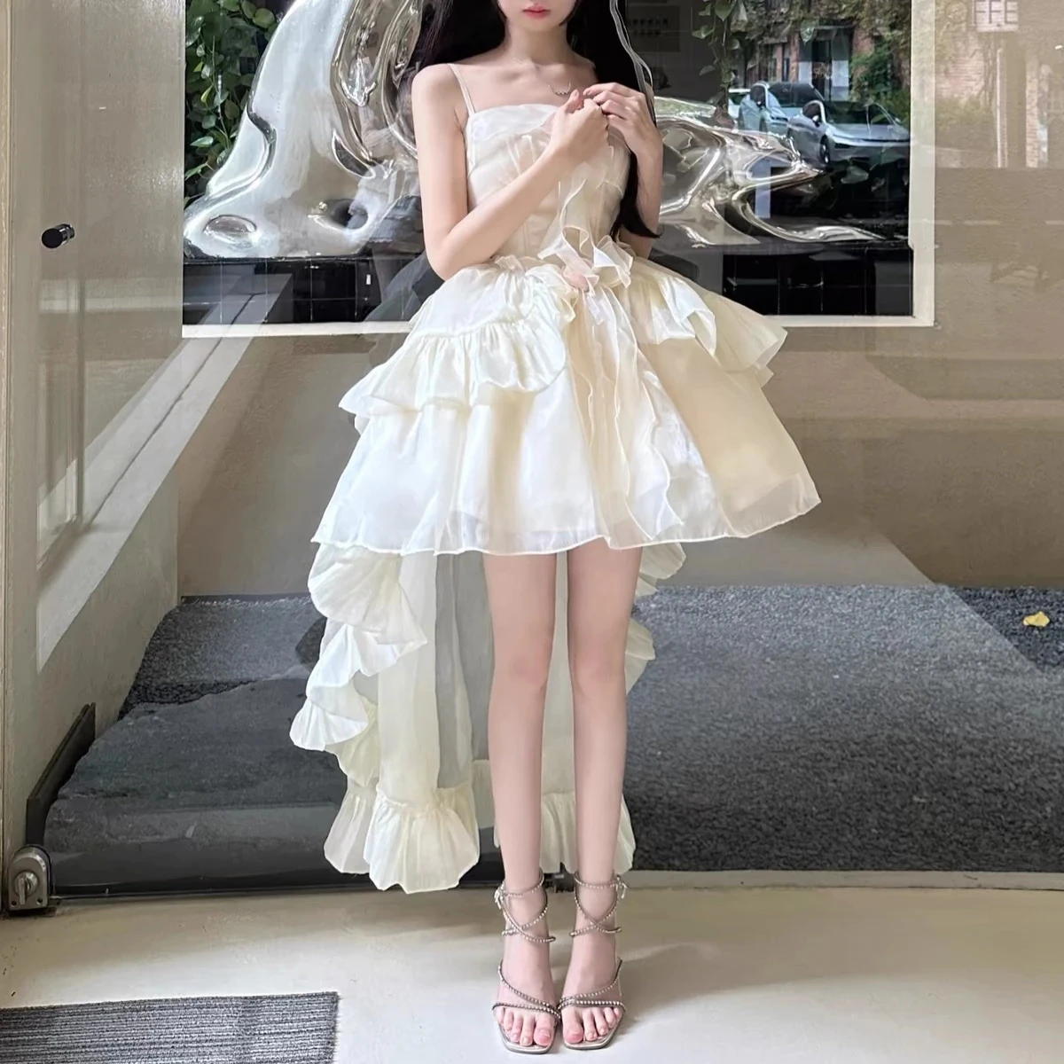 

Fashion Elegant Birthday Lolita Party Dress With Underskirt Outfits Women French Ruffles Dancing Vestidos Summer Korean Clothes