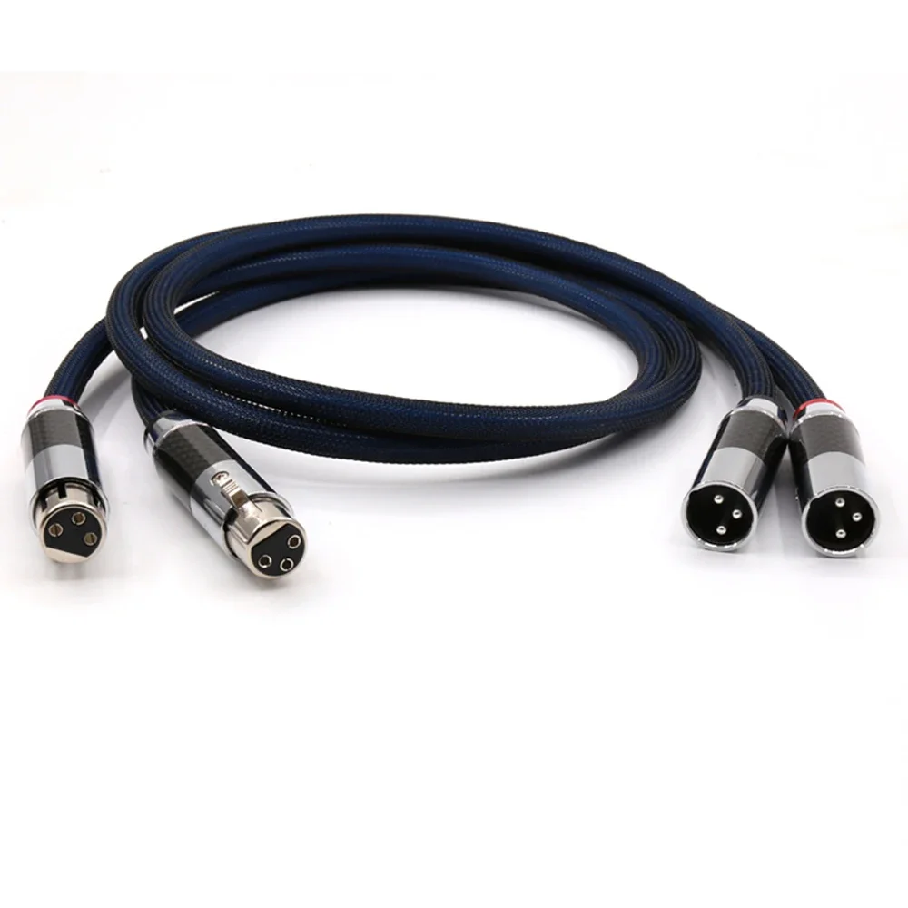 Audiocreast-Cable de enchufe XLR chapado en plata, cable de interconexión XLR G5 de audio con enchufe XLR de fibra de carbono, Cable de Audio equilibrado