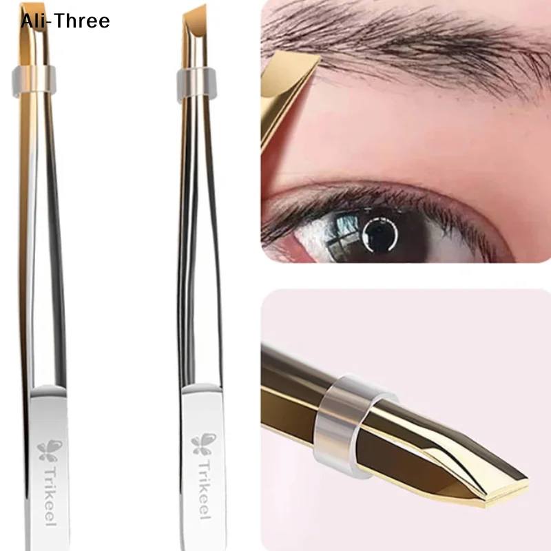 Edelstahl Flach/Schräg Spitze Multifunktions Pinzette Augenbraue Pinzette Gesicht Haar Entfernung Make-Up-Tool Falsche Wimpern Pinzette Werkzeug