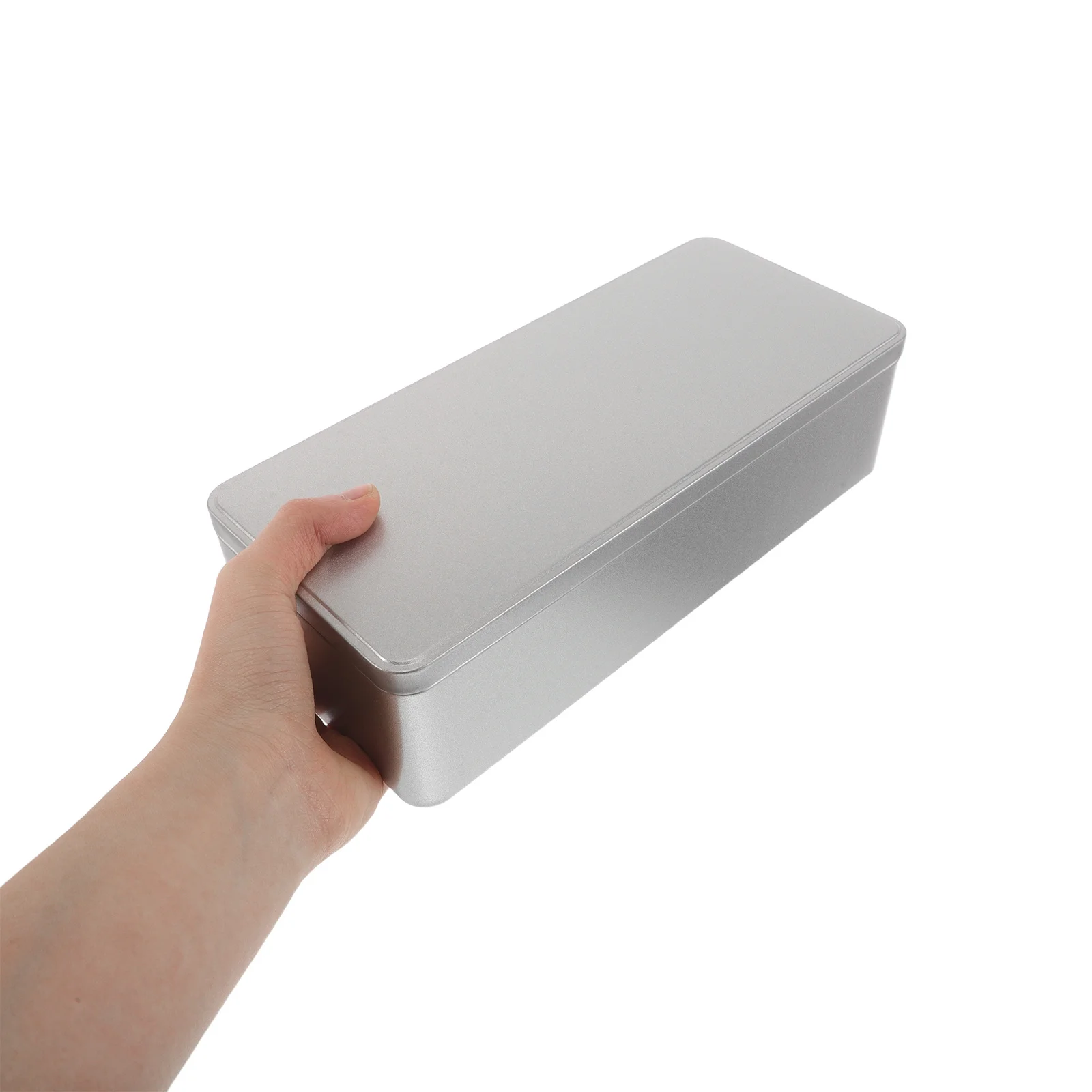 

2Pcs Tinplate Storage Box with Lid - Rectangular Metal Container for Cookies Snacks Jewelry Candy Silver Empty Craft Supply