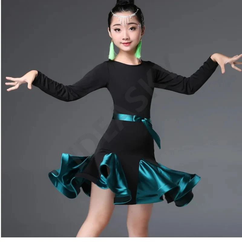 

★Halloween Cosplay Costume Ballroom Ruffle Floral Latin Dance Wear Dress Competition Girl ren Salsa ♥ All corners of the country