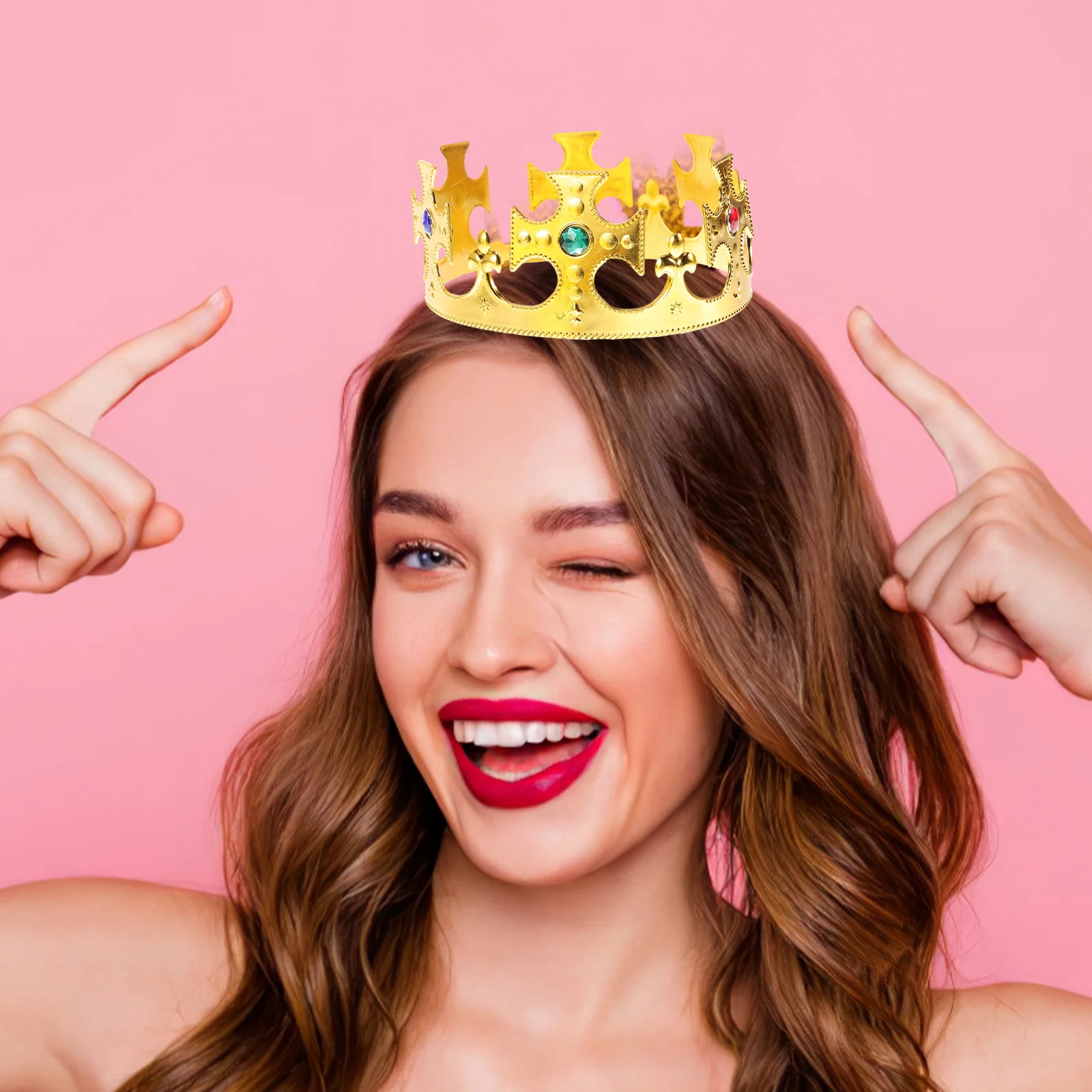 

2Pcs Halloween Party Plastic Plating King Crown Retro Golden Royal Medieval Cross Crown Theater Cosplay Birthday