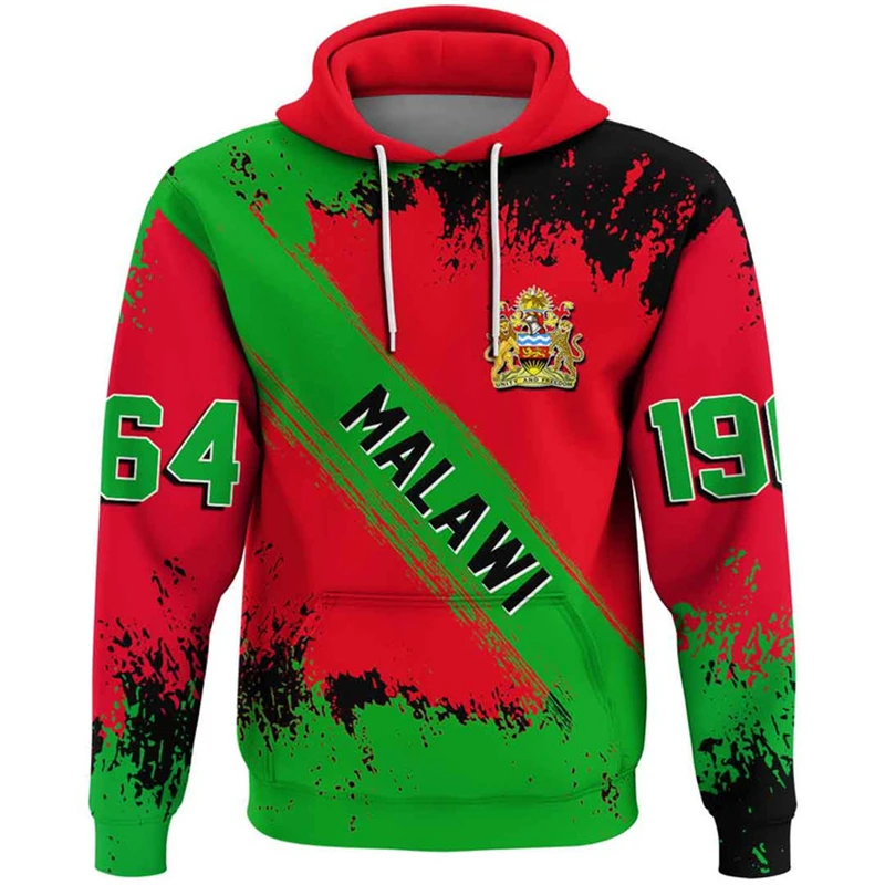 Malawi Country Flag 3D Printed Men Hoodie Fashion Street Long Sleeve Hooded Sweatshirts 2024 New Spring Autumn Oversized Clothes