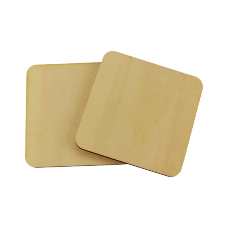 50PCS Blank Sublimation Wood Car Coaster Heat Transfer Square Coasters Pad k24