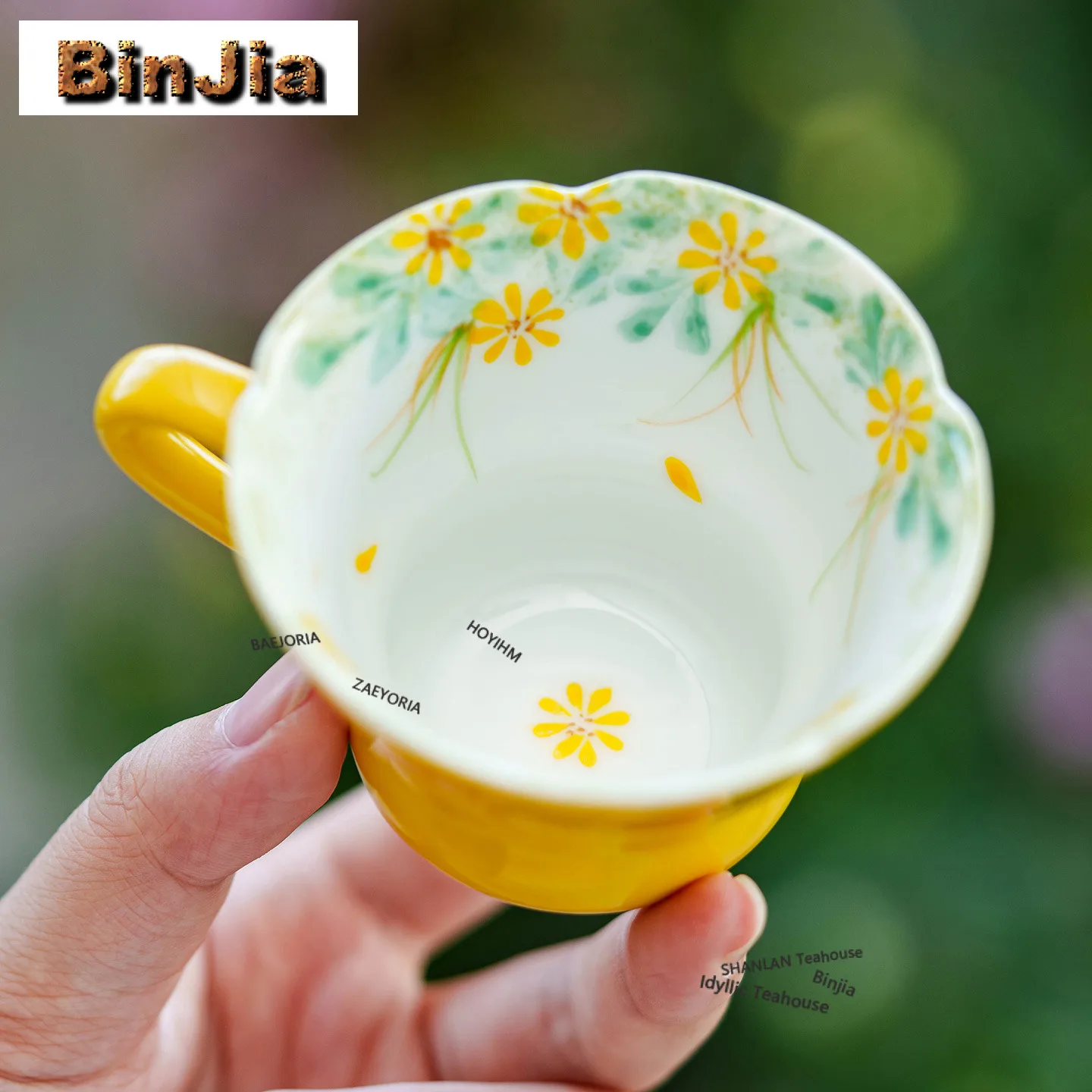 

60ml Egg Yolk Glaze Hand Painted Daisy Teacup Ancient Tea Bowl Tea Pair Tea-tasting Fragrance Cup Jianzhan Master Cups Cha Craft