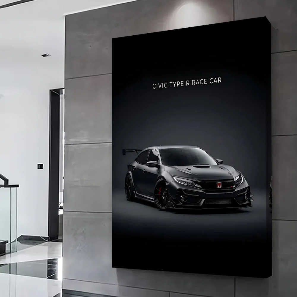 Sports Civic Type R Race Car Poster Customizable Printed Canvas Painting Wall Art Gift for Modern Home Decoration Ornaments Room