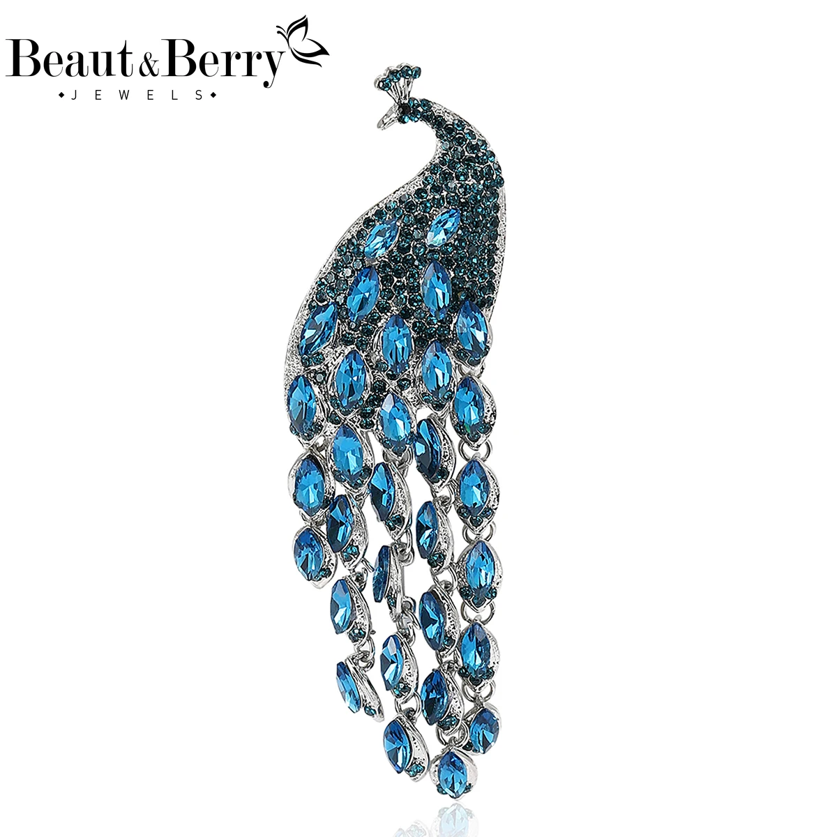 

Beaut&Berry Luxury Rhinestone Pendant Peacock Brooches for Women Animal Pins Casual Party Friend Accessories Gifts Decoration