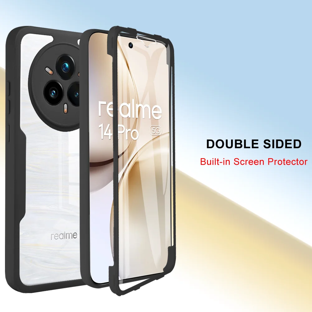 

360 Full Protection Case for Realme 14 Pro Plus / 14 Pro Slim Clear Cover with Screen Protector Shockproof Phone Accessories