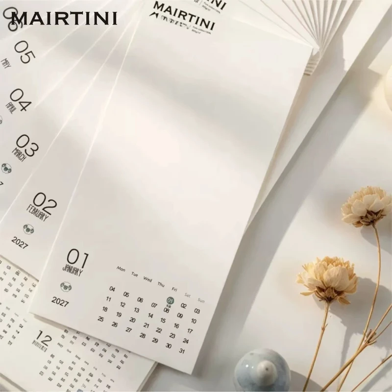 12 Sheets/set MAIRTINI 2027 Watercolor Monthly Calendar Drawing Paper 300g All Cotton Watercolor Paper for Artists Hand Drawing
