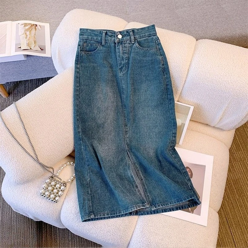 Women's Vintage High Waisted A - огляд і ціна Denim Skirt Midi Vintage