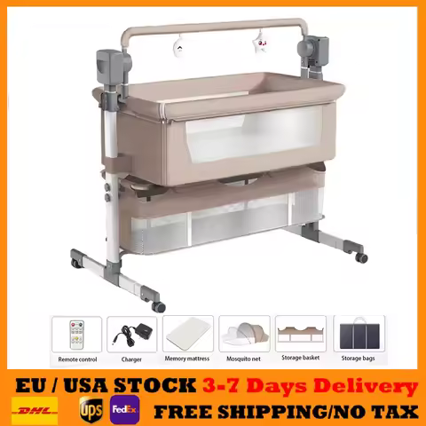 Electric Baby crib, cradle, and baby bed for newborns movable, rocking, smart, and portable crib with Mosquito Net Baby Cot