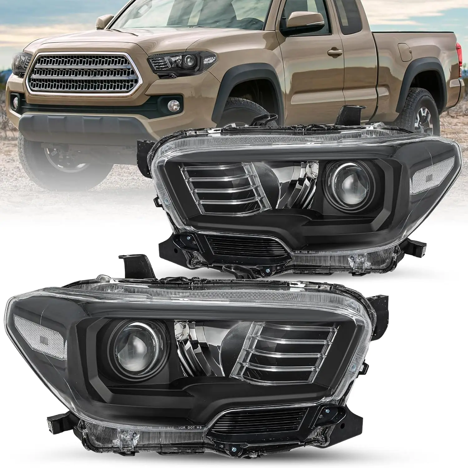 

Фара в сборе, совместимая с Toyota Tacoma 2016-2022, без светодиодных DRL, галогенные фары, замена OE, подходит для Toyo 2016-2022 гг.
