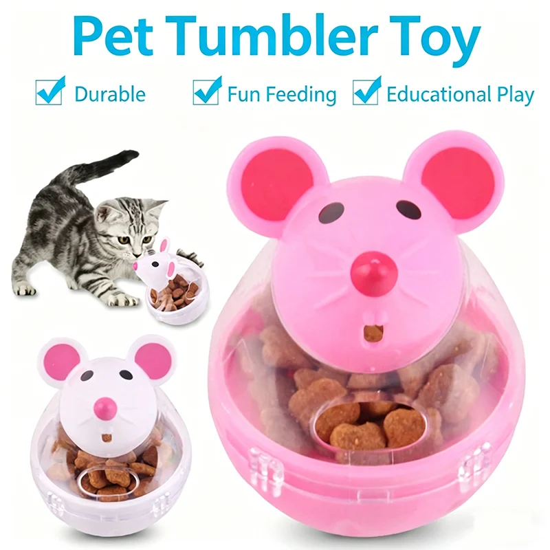 Langlebiger, mausförmiger Futterspender-Ball, Katzenspielzeug, Leckerli-Ball für Haustiere, interaktives Spielen, kauresistent, für langsames Fressen