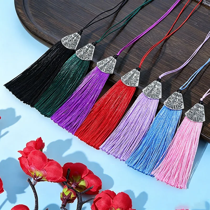 5/10/20Pcs 8cm Silver Fish Mouth Cap Tassels Chinese Silk Tassel DIY Garment Instrument Fan Home Sewing Ornaments