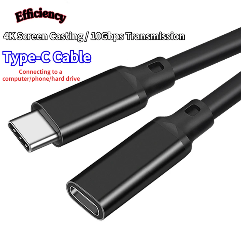 

Type-c Extension Cable Male To Female Adapter Cable USB3.2 Data Cable 4K Projection Cable Docking Station Hard Drive Cable