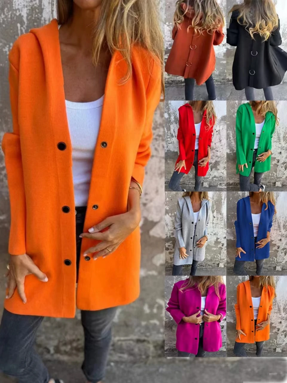 

Длинная шляпа с длинными рукавами и пуговицами, длинная шляпа, пальто, осенне-зимняя женская одежда