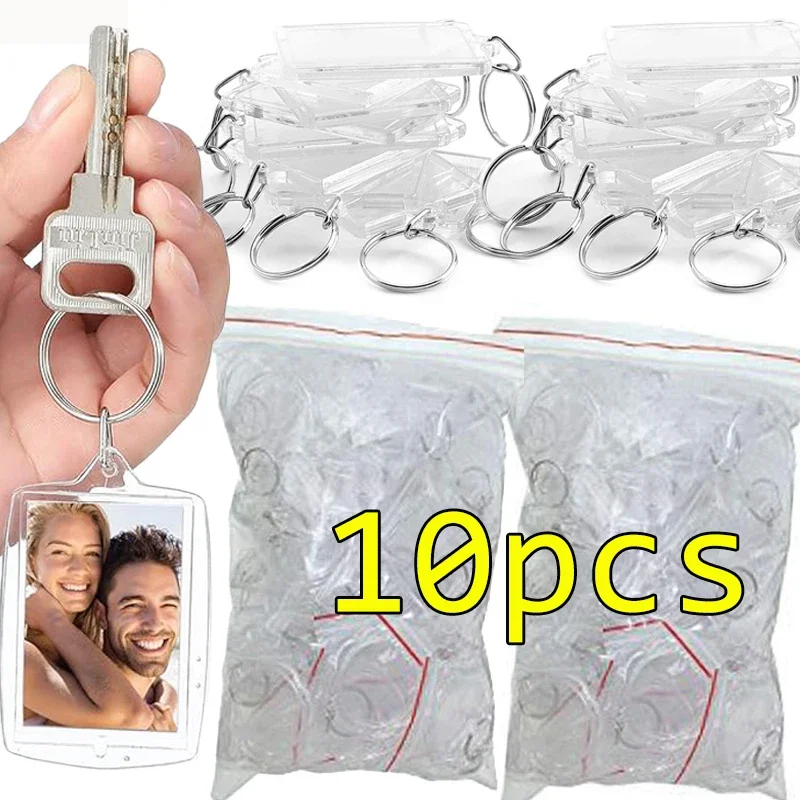 1/10pcs Transparent Rectangle Blank Acrylic Insert Keychain Photo Picture Frame Keyring Holder DIY Split Ring KeyChain Gifts