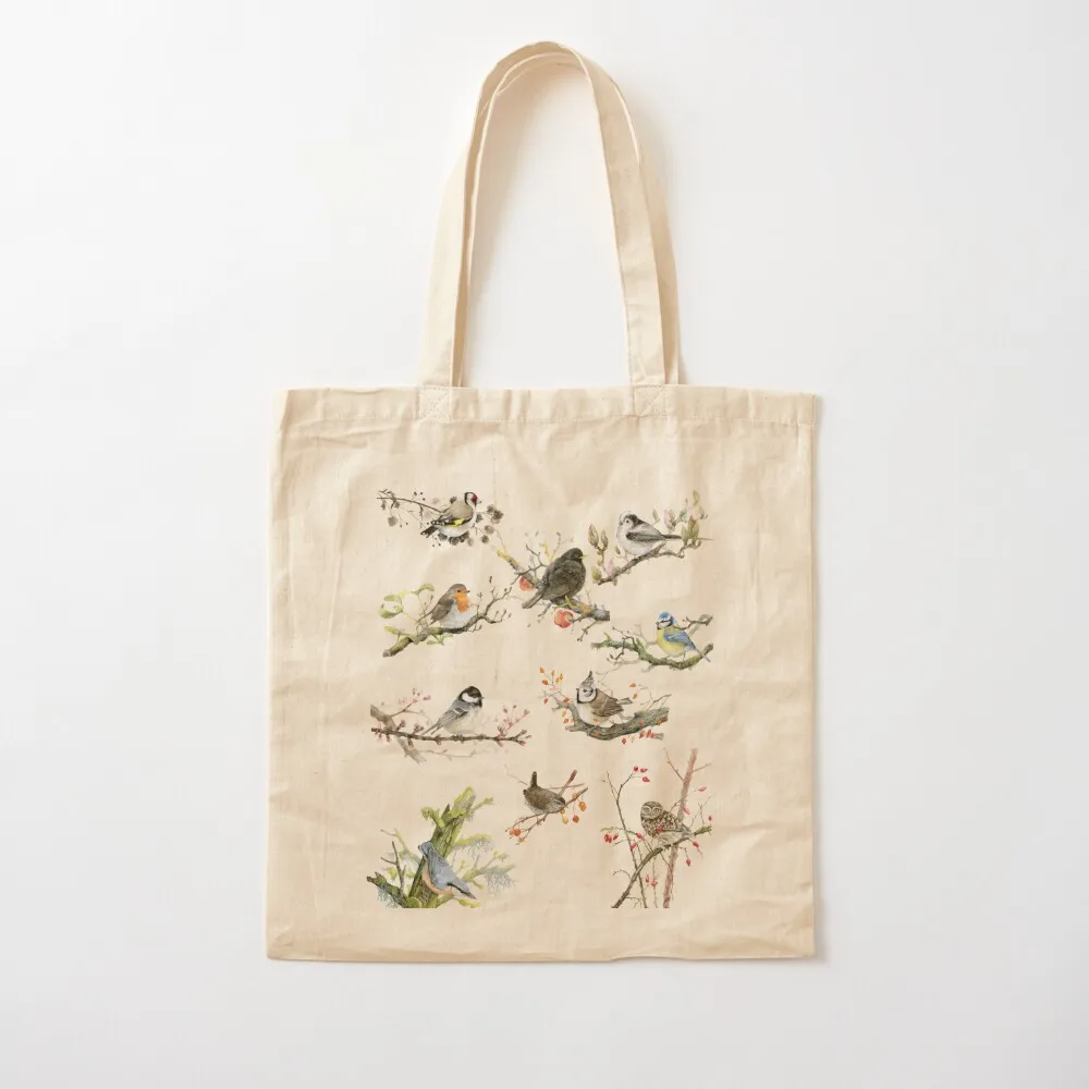 Blue tit, blackbird, sparrow, robin, eagle owl, owl, owl, titmouse Tote Bag Big bag women Big bag Gift