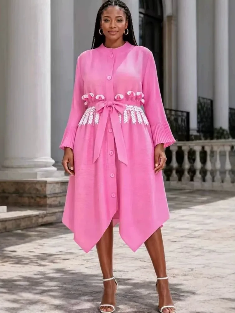 

African Dresses For Women Elegant Summer Long Sleeve Dashiki Pleated Midi Dress Traditional African Clothing Fairy Dreaes