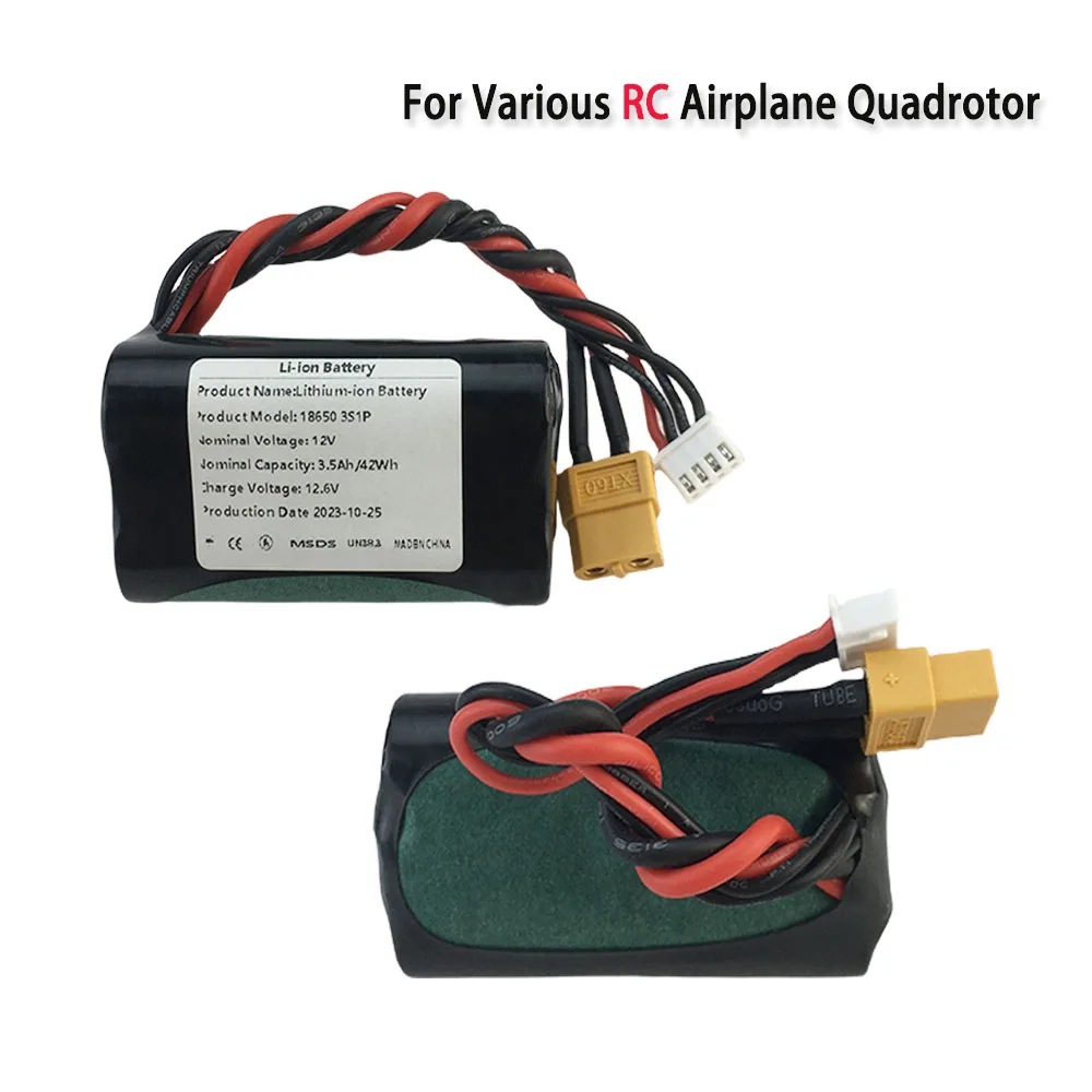 

18650 3S1P Li-ion Battery Pack 12V 3.5Ah Rechargeable Battery for Various RC Airplane Drone Quadrotor XH2.54-4P XT60