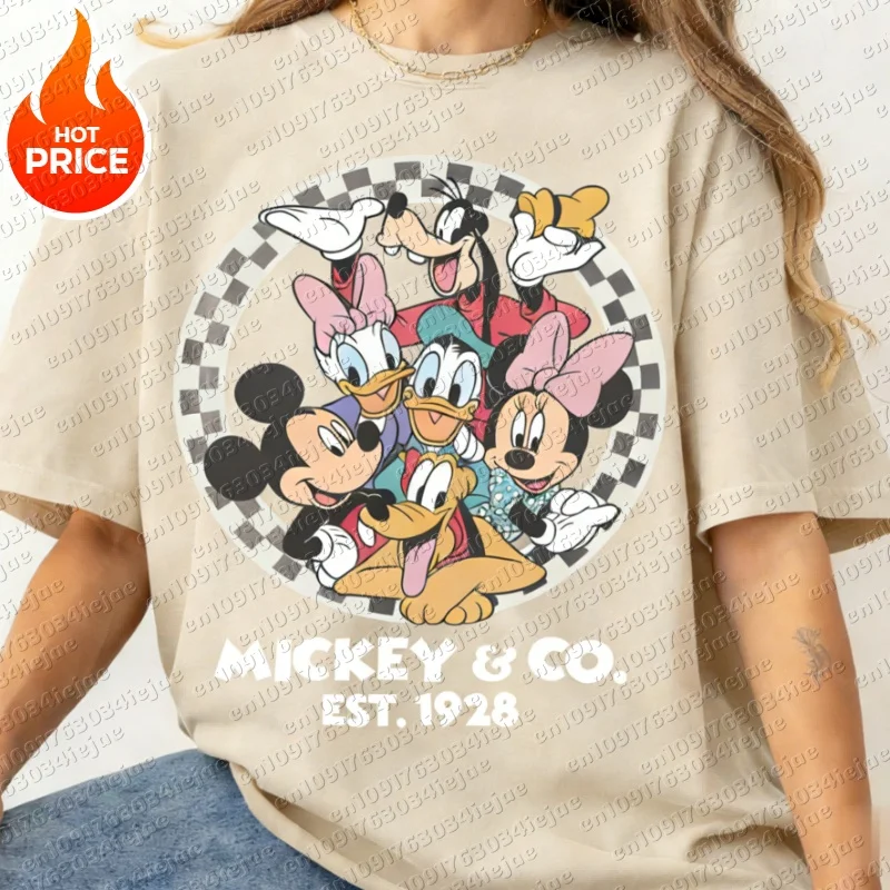 Mickey Mouse 2026 New Boy Girl Summer Cotton T-shirt Family Parent-child Wear Oversized Casual Men Women Short Sleeve T-shirt view 5
