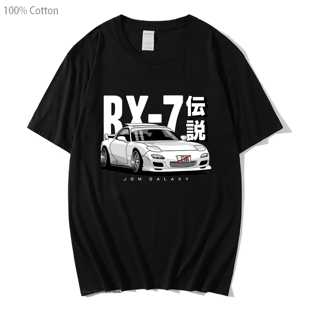 

Initial D JDM T-Shirts Vintage RX7 FD Drift Japanese Cars Printed Tshirt Men Streetwear Women Tops Loose Harajuku 100%Cotton Tee