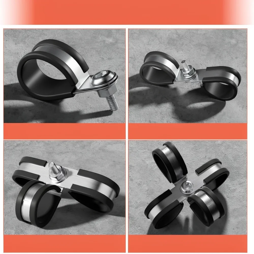 Stainless Steel Cable Clamp With Rubber Cushion Vibration Resistant Pipe Fastener Tool For Electrical Hose Wire Support