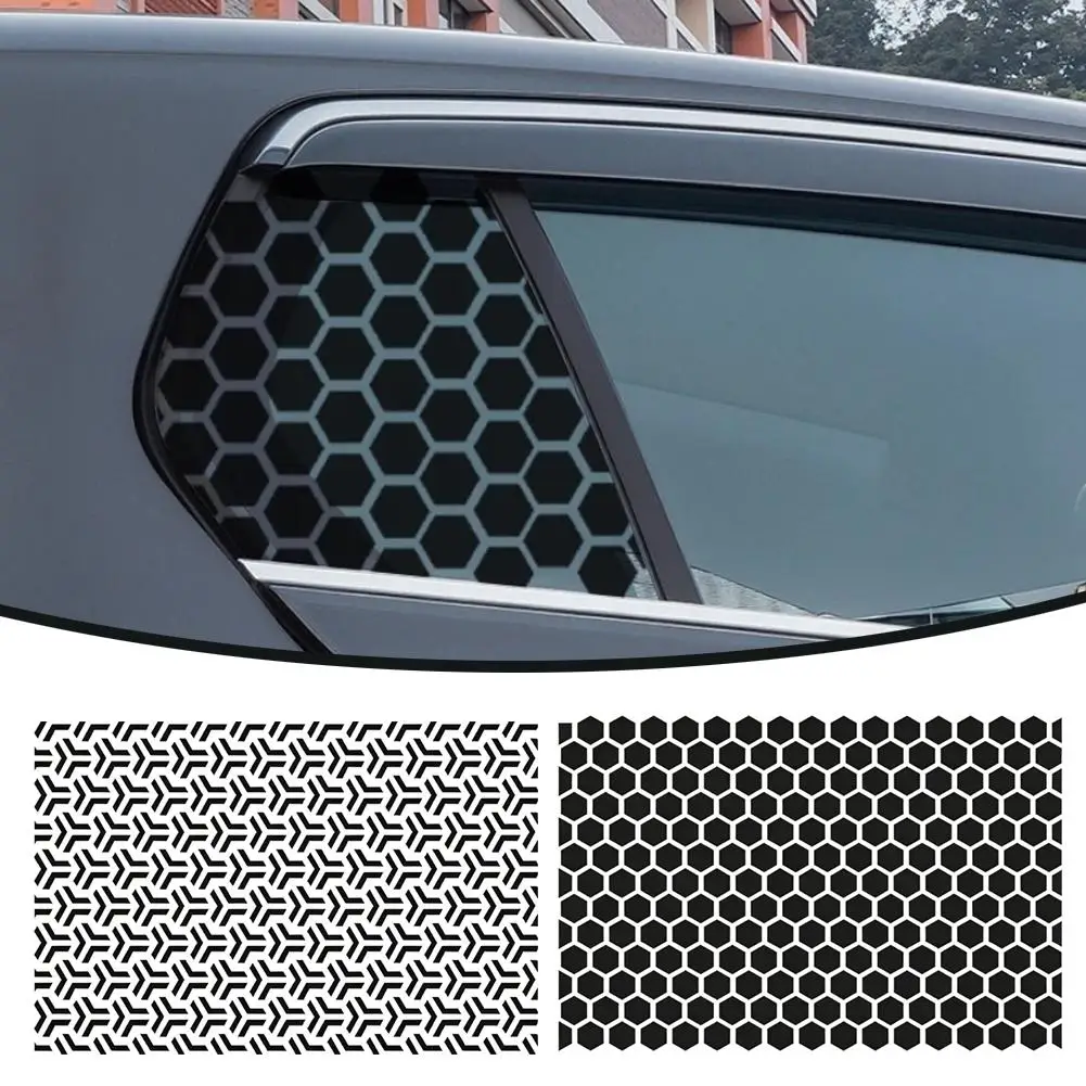 Auto Side Window Honeycomb Pattern Sticker Matte Black Vinyl Self-adhesive Sun Shade Decor Sticker Universal Car DIY Accessories