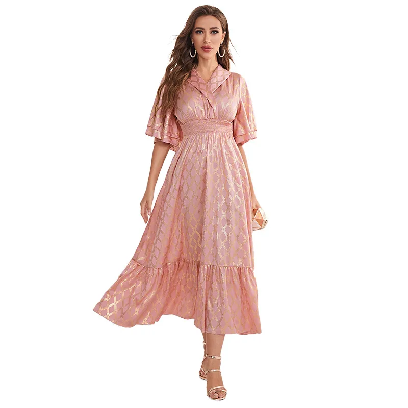 Abayas for Women Summer Long Dress Dubai Ruffles Vestidos Jalabiya Dubai Arabic Eid Muslim Robe Islam Ramadan Morocco Kaftan