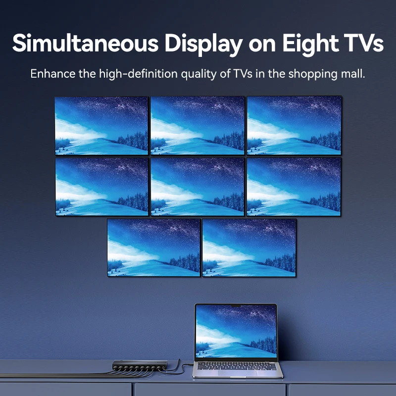 Vention 4K HDMI Splitter 1 in 8 out HDMI 2.0 Swicth للتلفزيون XBox PS5 PS4 1x8 HDMI 2.0 Switcher مع مصدر طاقة للشاشة