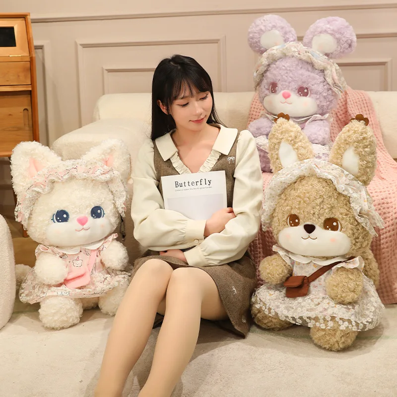 cartoon-cute-rabbit-dress-up-skirt-soft-stuffed-animal-kawaii-cat-squirrel-baby-accompany-doll-plush-toys-decor-for-girl-gifts