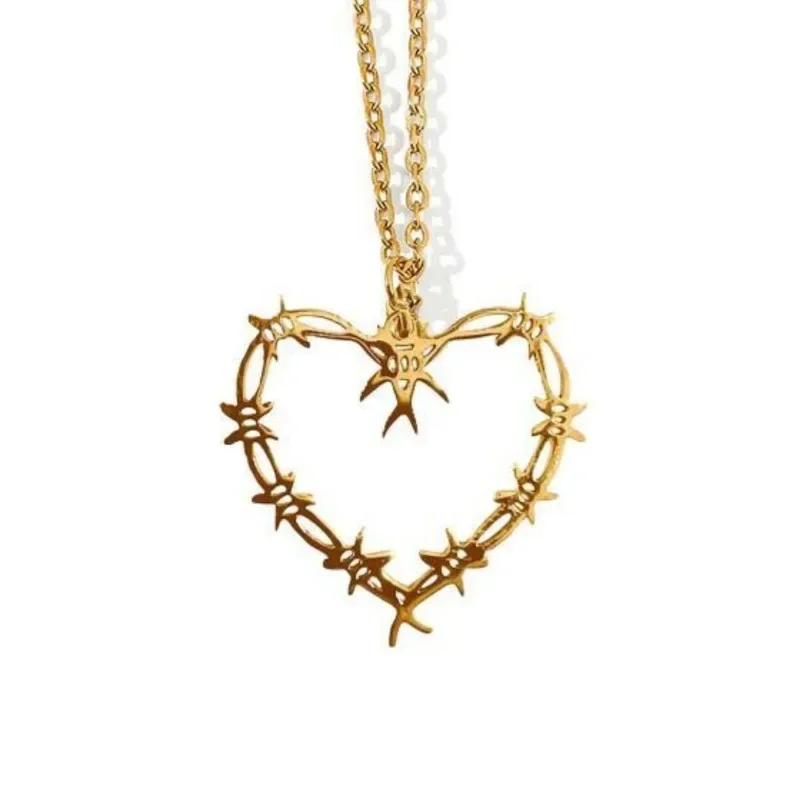 Gothic Thorn Heart Pendant Necklace Women Simple Creative Personalized Necklace Party Jewelry Accessories